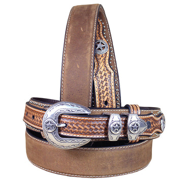Nocona Pro Series Ranger Western Belt Full Grain Leather Basket Weave 1.5"